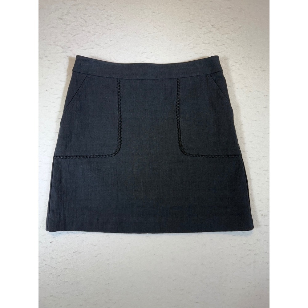 LOFT Black Textured Pocket A-Line Skirt Size 6